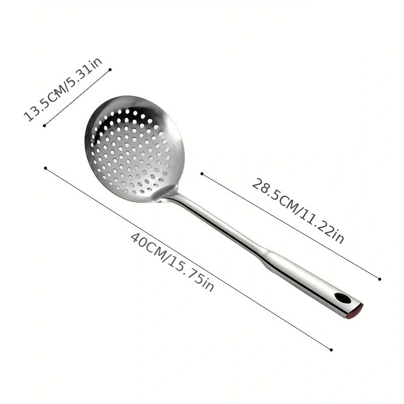 Stainless Steel Scoop Colander Spoon with Long Handle for Pasta Noodles