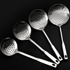 Stainless Steel Scoop Colander Spoon with Long Handle for Pasta Noodles