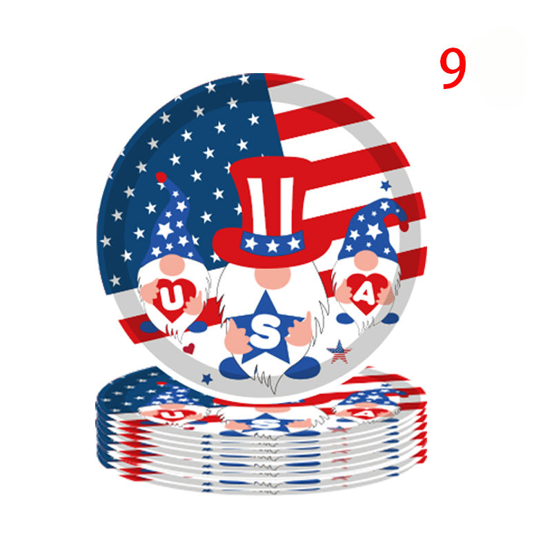 Independence Theme Party Tableware American Flag Tray Cup Tissue Tablecloth