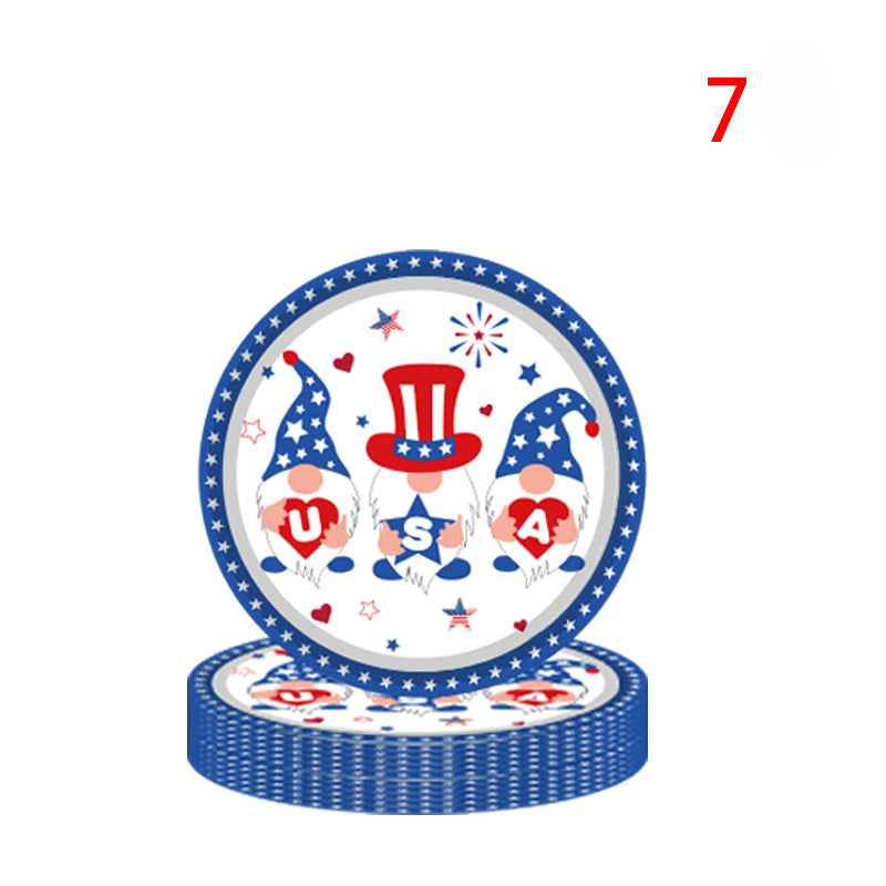 Independence Theme Party Tableware American Flag Tray Cup Tissue Tablecloth