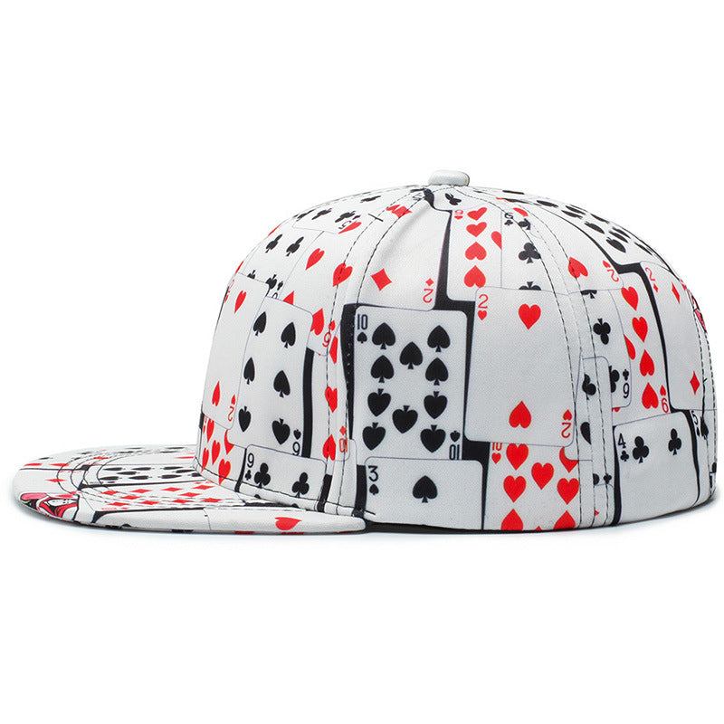 Unisex Sunshade Adjustable Baseball Cap with Poker Embroidery