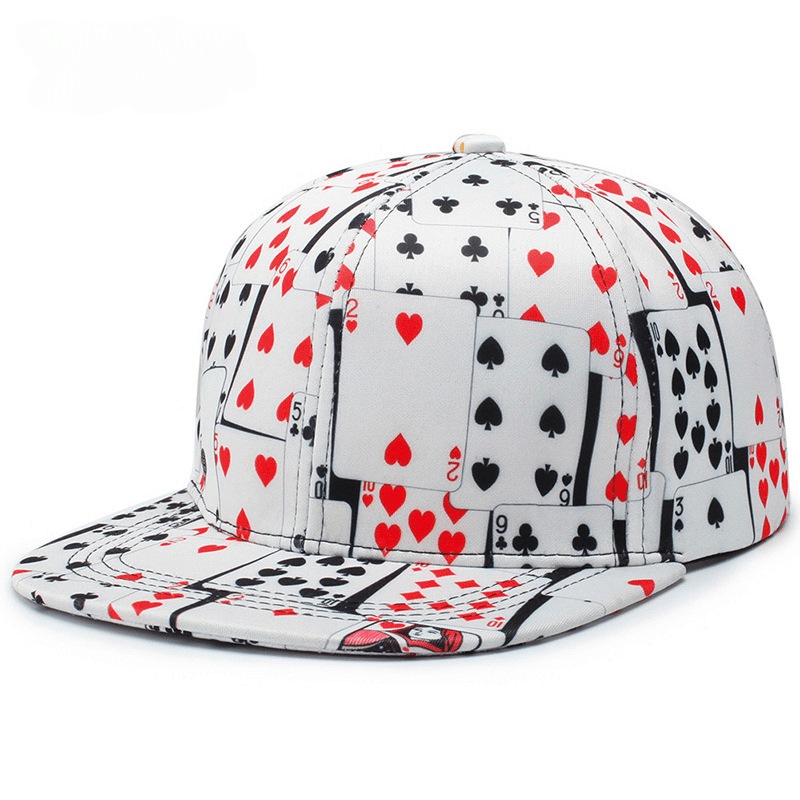 Unisex Sunshade Adjustable Baseball Cap with Poker Embroidery