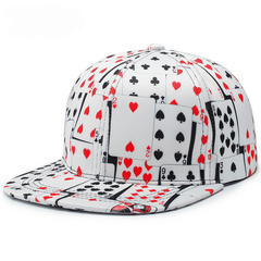 Unisex Sunshade Adjustable Baseball Cap with Poker Embroidery