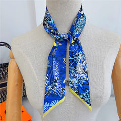 Rainforest Print Skinny Scarf Boho Long Ribbon Neckerchief