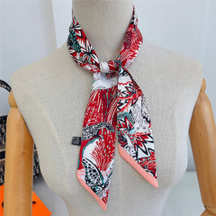 Rainforest Print Skinny Scarf Boho Long Ribbon Neckerchief