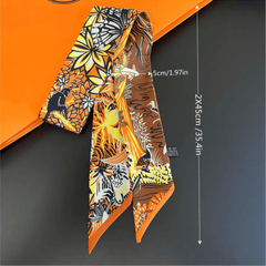 Rainforest Print Skinny Scarf Boho Long Ribbon Neckerchief