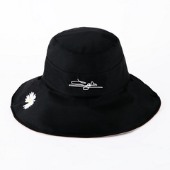 Daisy Embroidery Sunshade Bucket Hat Wide Brim Solid UV Protection