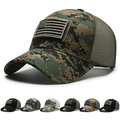 Camouflage Baseball Cap with American Flag Patch