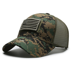 Camouflage Baseball Cap with American Flag Patch