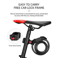 Bike Anti-theft Password Lock Thickened Steel Cable w/ Bracket