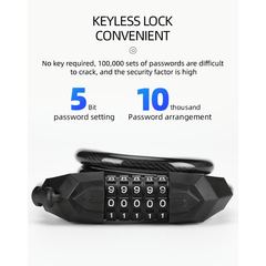 Bike Anti-theft Password Lock Thickened Steel Cable w/ Bracket