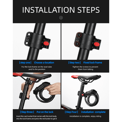 Bike Anti-theft Password Lock Thickened Steel Cable w/ Bracket