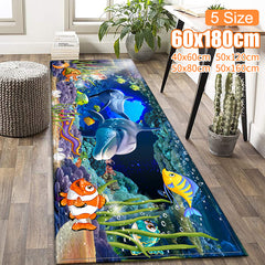 3D Underwater World Printed Kitchen Rug Non-slip Mat