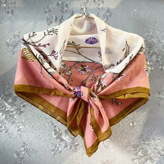 Classic Geometric Print Silk Square Scarf Bandana Women Wraps