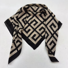 Classic Geometric Print Silk Square Scarf Bandana Women Wraps
