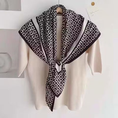 Classic Geometric Print Silk Square Scarf Bandana Women Wraps