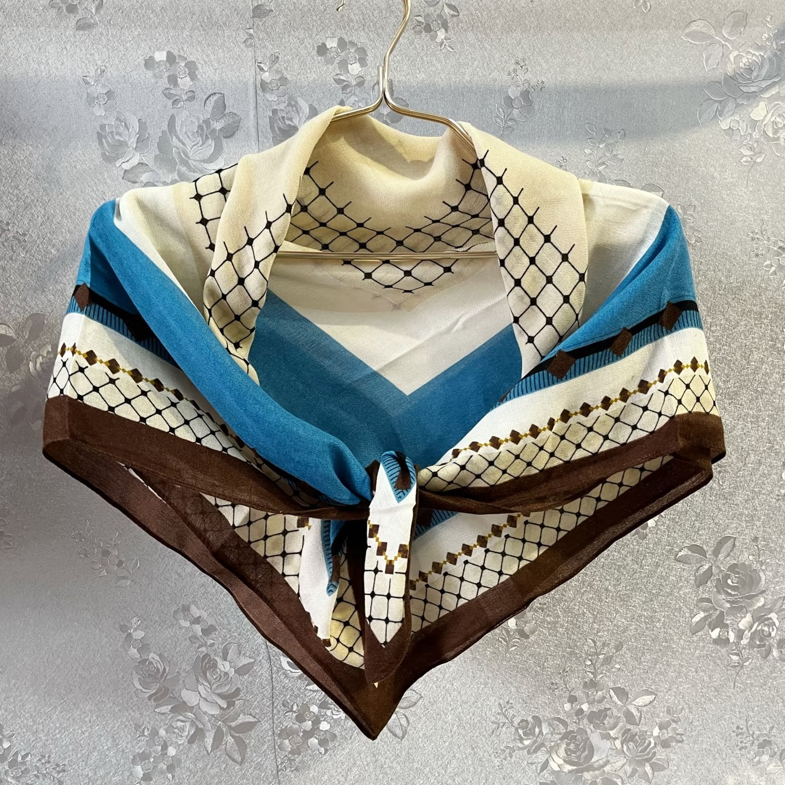 Geometric Print Square Scarf Classic Vintage Bandana Women Head Wraps