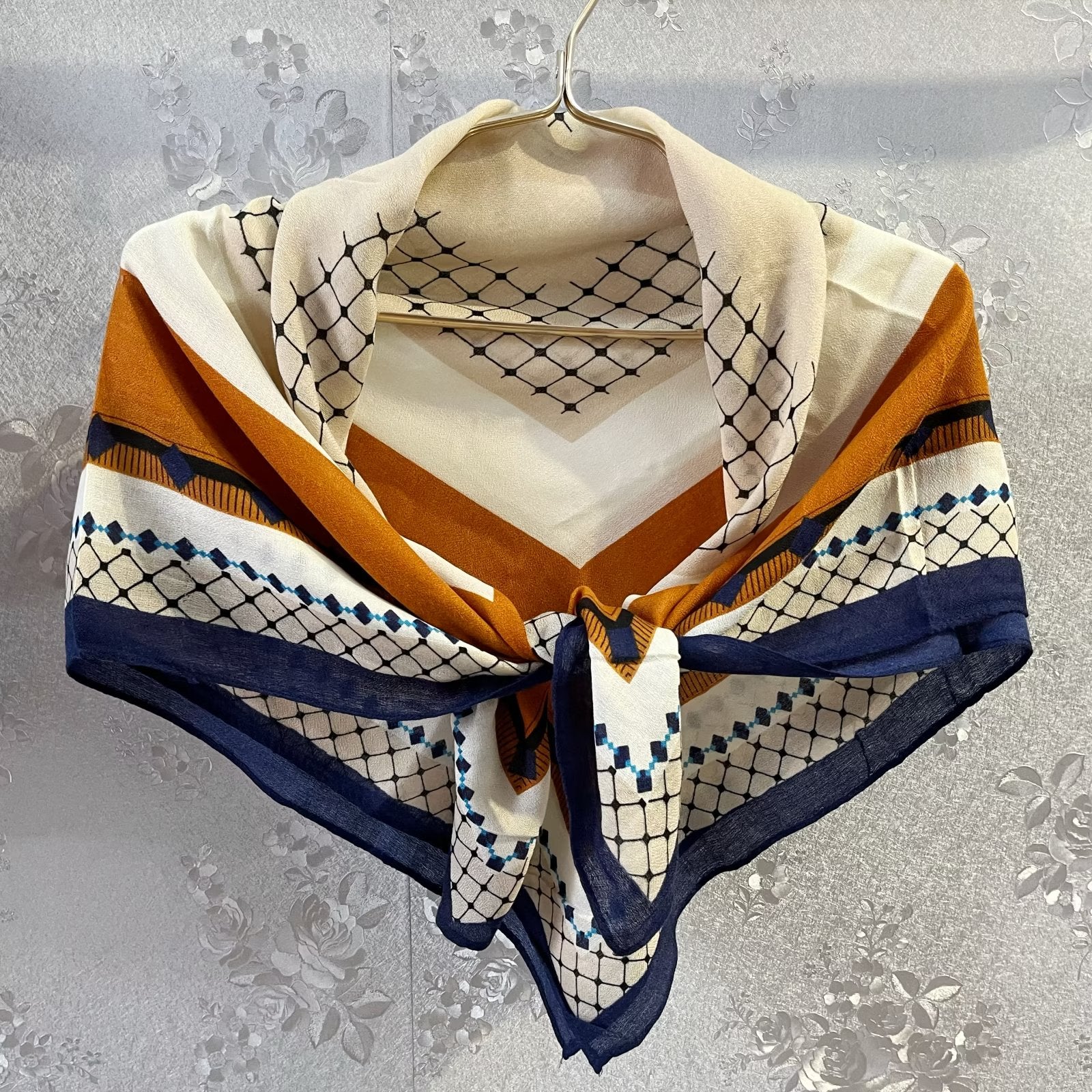 Geometric Print Square Scarf Classic Vintage Bandana Women Head Wraps