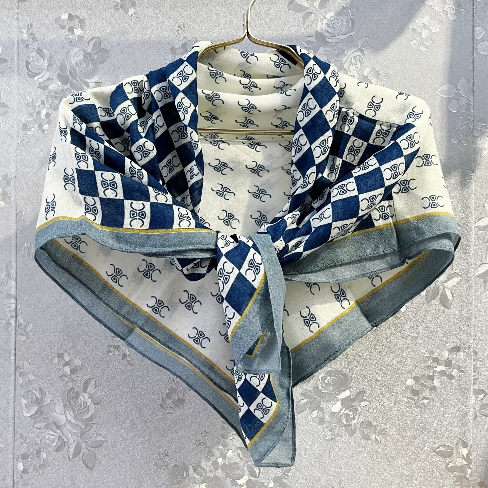 Geometric Print Square Scarf Classic Vintage Bandana Women Head Wraps
