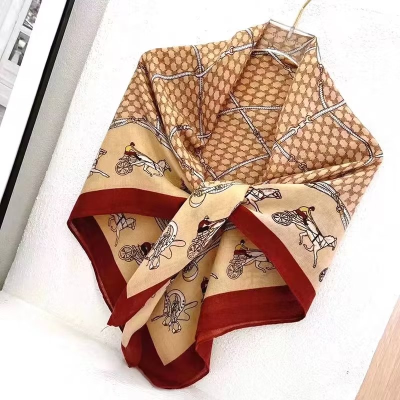 Geometric Print Square Scarf Classic Vintage Bandana Women Head Wraps