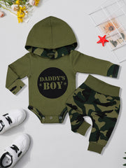 Baby Boy Plaid Letter Print Hoodies Long Pants 2pcs Set
