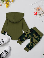 Baby Boy Plaid Letter Print Hoodies Long Pants 2pcs Set