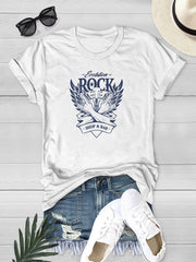Summer Rock Music Graphic Tee Women's Crew Neck Casual Sports T-shirt