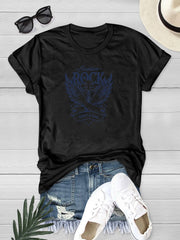 Summer Rock Music Graphic Tee Women's Crew Neck Casual Sports T-shirt