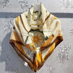 Boho Geometric Print Silk Shawl Square Scarf Bandana Women Wraps