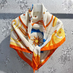 Boho Geometric Print Silk Shawl Square Scarf Bandana Women Wraps
