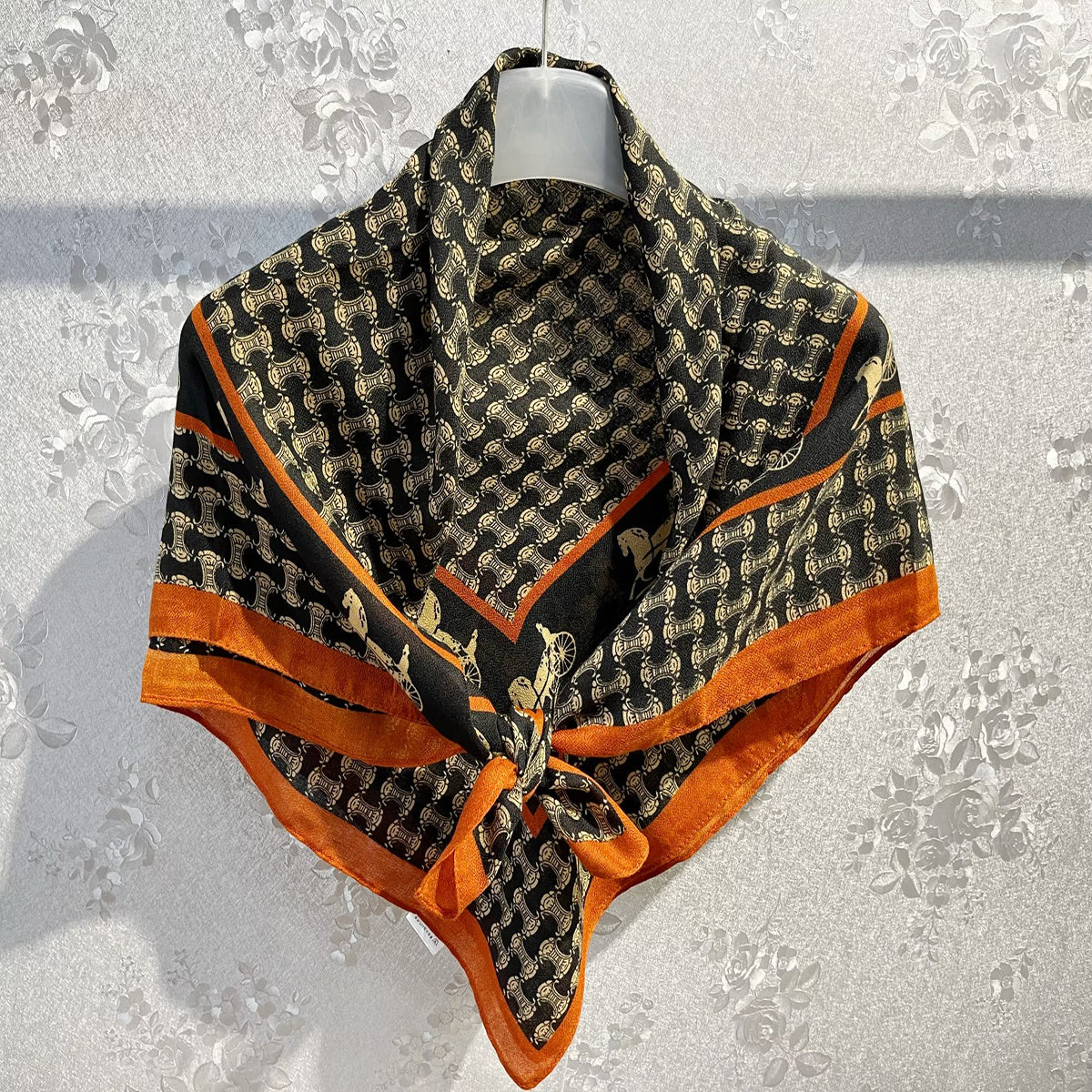 Boho Geometric Print Silk Shawl Square Scarf Bandana Women Wraps