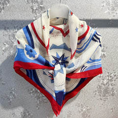 Boho Geometric Print Silk Shawl Square Scarf Bandana Women Wraps