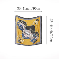 Boho Geometric Print Silk Shawl Square Scarf Bandana Women Wraps