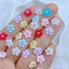 10pcs Mini Diamond Flower Embellishments for Hair Bows - Adorable Accessories