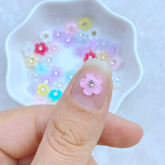 10pcs Mini Diamond Flower Embellishments for Hair Bows - Adorable Accessories