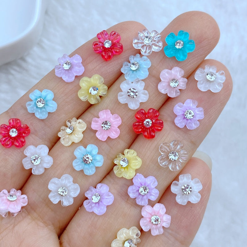 10pcs Mini Diamond Flower Embellishments for Hair Bows - Adorable Accessories
