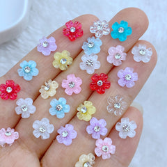 10pcs Mini Diamond Flower Embellishments for Hair Bows - Adorable Accessories