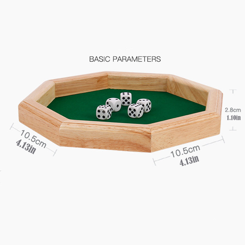 Solid Wood Dice Tray with Felt Lining - Perfect for Parties and Bars