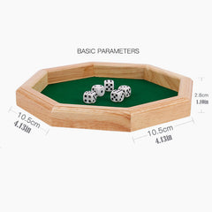 Solid Wood Dice Tray with Felt Lining - Perfect for Parties and Bars