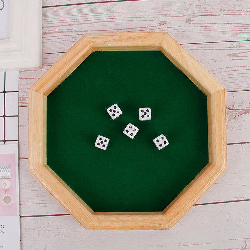 Solid Wood Dice Tray with Felt Lining - Perfect for Parties and Bars