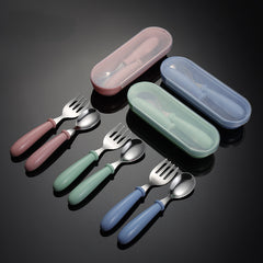 304 Stainless Steel Cartoon Tableware Fork Spoon Box Set for Birthday Gift