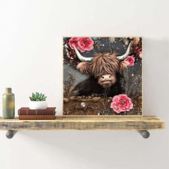 Highland Rose Cow 5D Diamond Painting Kit