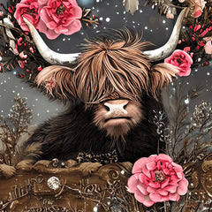 Highland Rose Cow 5D Diamond Painting Kit