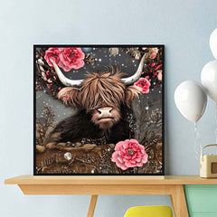 Highland Rose Cow 5D Diamond Painting Kit