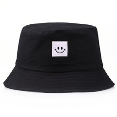 Happy Face Embroidered Bucket Cap for Outdoor Activities