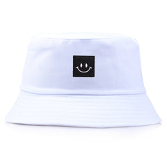 Happy Face Embroidered Bucket Cap for Outdoor Activities