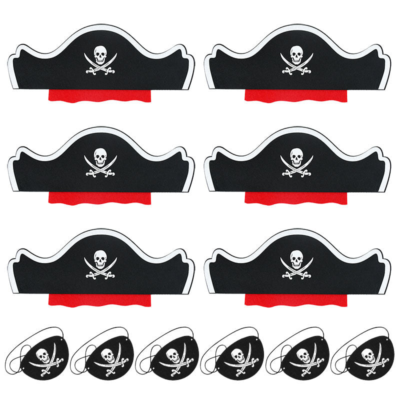 10Pcs Pirate Captain Hat & Eye Patch Set Halloween Party Cosplay Costume Props