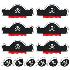 10Pcs Pirate Captain Hat & Eye Patch Set Halloween Party Cosplay Costume Props