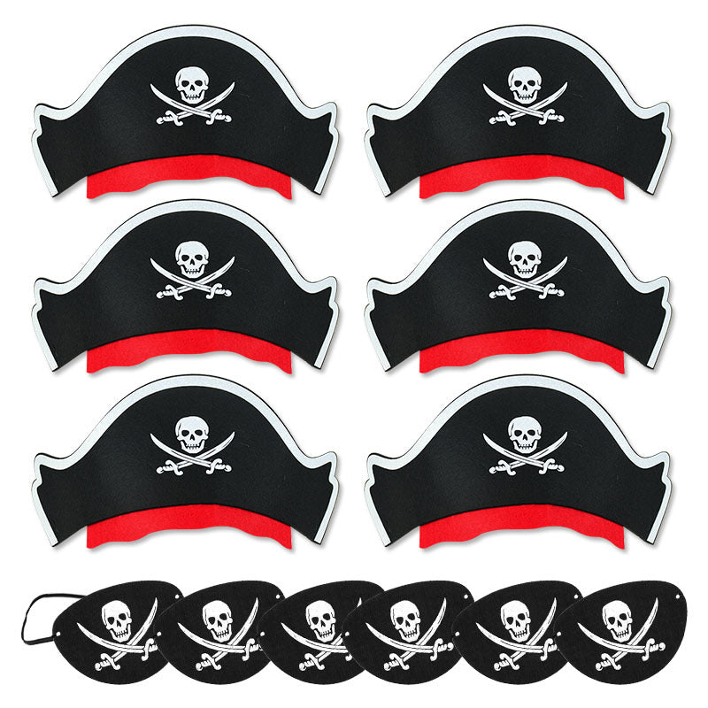 10Pcs Pirate Captain Hat & Eye Patch Set Halloween Party Cosplay Costume Props