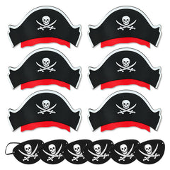 10Pcs Pirate Captain Hat & Eye Patch Set Halloween Party Cosplay Costume Props